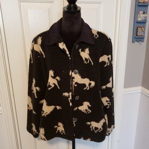 Vintage David Paul New York Fleece Horse Jacket Size Large